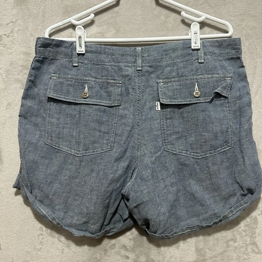 Levi's Chambray Shorts Women's 31 Light Blue Linen Blend‎ Shorts With Pocket NWT